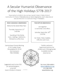 Jewish Children's Folkshul and Adult Community: A Secular Celebration of the High Holidays @  |  |  | 