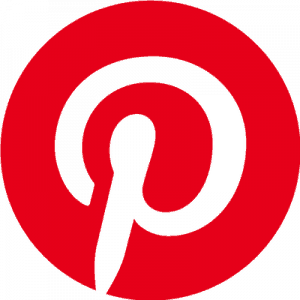 An image of the pinterest logo, a red circle with a cursive white "p" on the inside.