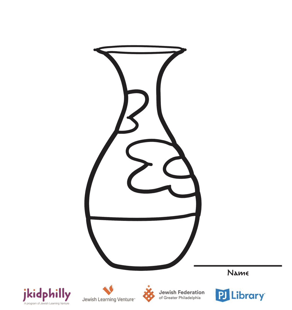 A coloring page for a vase. It has flowers on the side that you can color in and make your own!