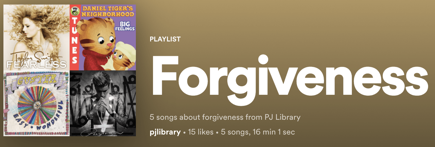 A spotify playlist titled "Forgiveness."