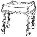 A black and white illustration of a chuppah (wedding canopy)