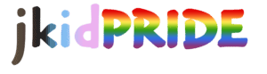 An image of the logo for jkidpride in the progress pride flag colors.